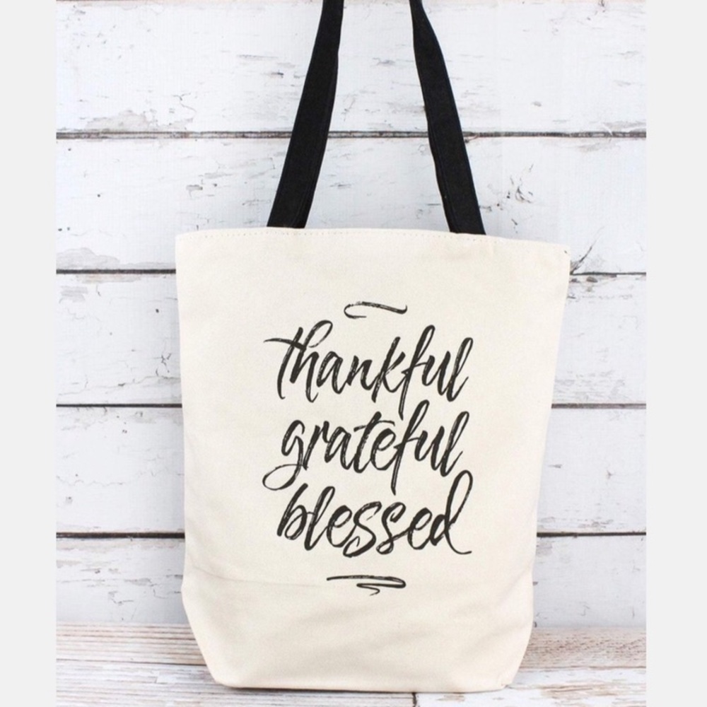 Thankful Grateful Blessed Tote Bag